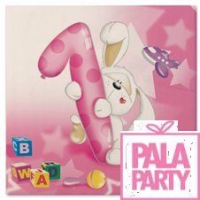 Tovaglioli Primo Compleanno Rosa 20 Pezzi - PalaParty